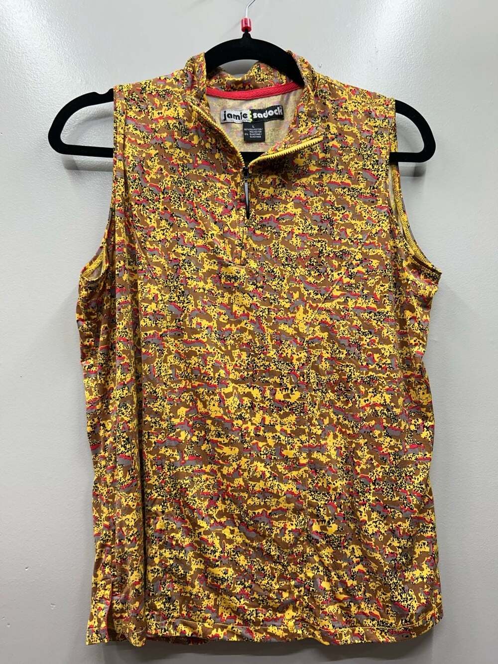 Jamie Sadock Golf Sleeveless Quarter-Zip Top Abstract Camo Print